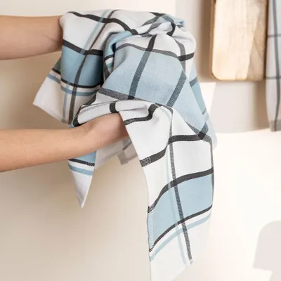 Obrázek produktu pro Kuchyňská utěrka z egyptské bavlny 50x70cm - Kostka světle modrá