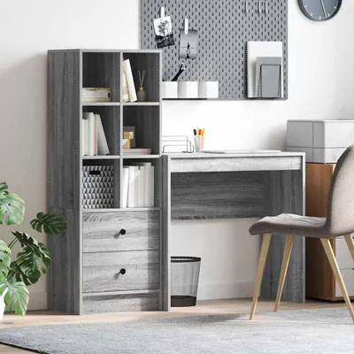 Image de Maison Exclusive - Bureau avec tiroir 2 pcs Gris Sonoma