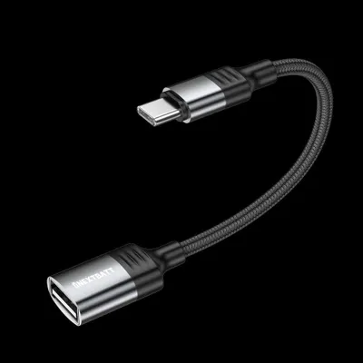 Image de Câble adaptateur NEXTBATT USB-C vers USB-A OTG - Noir/Gris