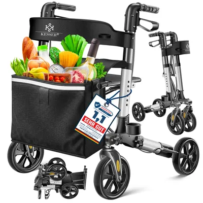 Produktbild von KESSER® Rollator Aluminium faltbar, höhenverstellbar & bis 136 kg belastbar