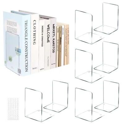 Imagen del producto de 10 soportes para libros transparentes, robustos y duraderos, ideales para libros y documentos, para uso doméstico