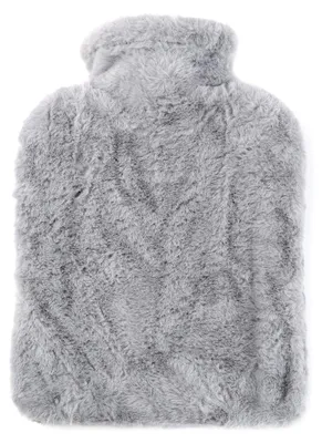 Produktbild von Wärmflasche mit Kunstfellbezug - 2000mL Naturkautschuk für entspannende Momente - Auslaufsichere Hot Water Bag - Geschenkidee für die Freundin - Graue Bettflasche