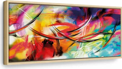 Produktbild von Italienischer Leinwand Leinwandbild - Dance of the rainbow 90x30 cm Abstrakt a-A-0001-b-b