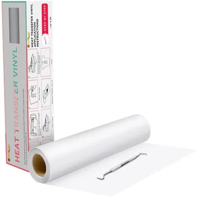 Obrázok produktu pre Prenosovacia fólia – HTV fólia na textílie – 5 rolí, každá 6 metrov – samolepiaca – PET – biela – šírka 30 cm – na potlač tlačíkov