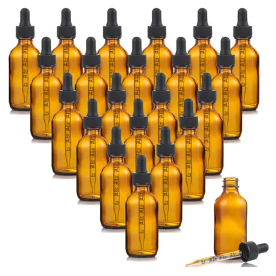 20 braune Glas-Pipettenfläschchen 50 ml mit Messpipette