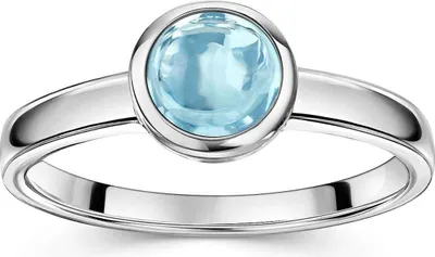 Produktbild von MATERIA by Matthias Wagner Blauer Topas Ring Silber 925 blau rund 54 56 58 60 in Schmucketui SR-28