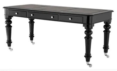 Obrázok produktu pre Casa Padrino luxusný písací stôl / sekretár s vysokým leskom čierny klavírny lak 175 x 80 cm