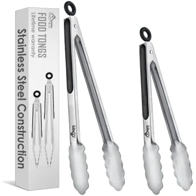 Produktbild von Edelstahl Küchentang Set von 2 mit Silikon Griff