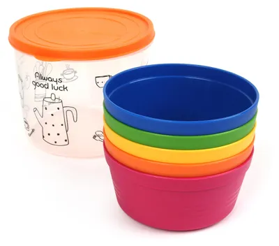 Produktbild von LocknLock Picknick Geschirr-Set - Teller, Schüssel, Becher, Picknickgeschirr für Camping & Outdoor, leicht & stapelbar (5-er Schüssel Set)