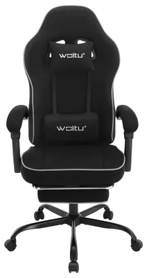 Immagine prodotto di Sedia ergonomica da ufficio - Sedia da gaming - Regolabile in altezza - Girevole - Imbottita - Con braccioli - Con rotelle - Tessuto a rete nero
