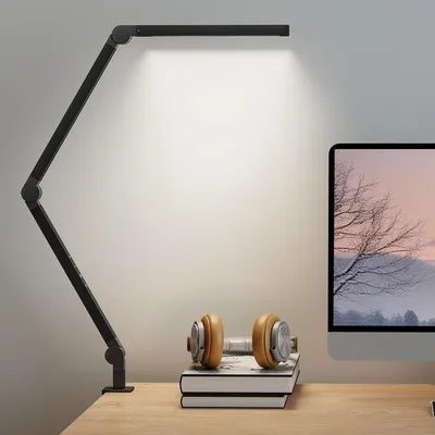 Produktbild von HOMCOM Tischleuchte, LED Tischlampe mit Schwenkarm und Klemme für Schlafzimmer