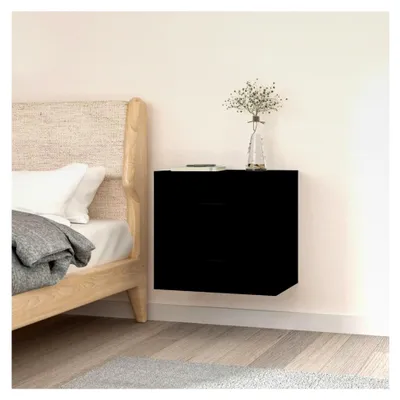 Produktbild von Wandmontierter Nachttischschrank, Schwarz, 50 x 36 x 47 cm