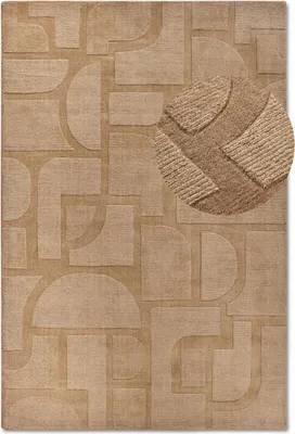 Produktbild von Wohnzimmerteppich mit geometrischem Muster, handgewebte Wolle, authentisches ALEXIS-Design