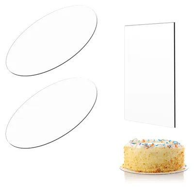 2 Acryl-Tortenplatten 21 cm mit Tortenabstreifer
