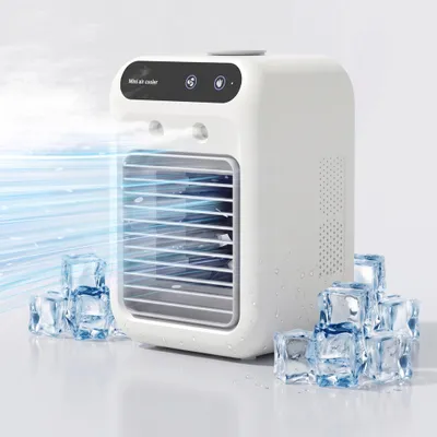 Produktbild von Klimaanlage Ventilator mit Sprühkühlung, 500ml Wassertank, 2 Geschwindigkeiten, Einstellbare Luftstromrichtung, Kühlventilator