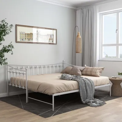 Zdjęcie produktu dla The Living Store Rozkładana sofa rozkładana biała metalowa 90x200 cm