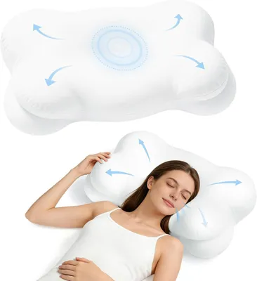 Produktbild von Ergonomisches Nackenkissen, Memory Schaum, 69x38x9/11 cm, 2 abnehmbare Bezüge, für Seitenschläfer