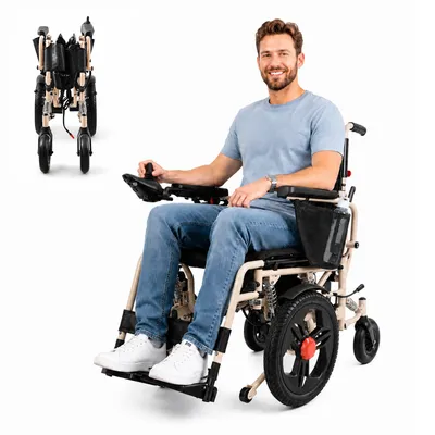 Produktbild von Elektrorollstuhl Elektrischer Rollstuhl faltbar mit 288 Wh Akku und 360Grad Joystick Zwei 250W Motoren und sechs einstellbare Federn für Ihren Alltag