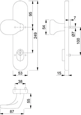 Produktbild von HOPPE Knopflangschild E86G/3332ZA VA F69 f.Kombischutz PZ 10mm - 3332300