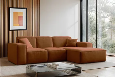 Produktbild von Kaiser Möbel Ecksofa, Sofa L form, Couch L form Siena L stoff Salvador Kupfer Rechts