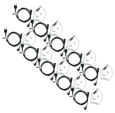 Produktbild von vhbw 10x Headset kompatibel mit Icom IC-Z1E Funkgerät mit PTT Mikrofon - transparent, schwarz, Akustikschlauch