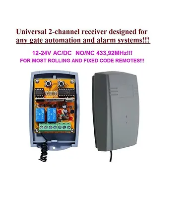 Produktbild von Universal Rolling Code Kanal 433,92 Mhz Empfänger. Rolling/Fixed code 12 – 24 VAC/DC Receiver. N/oder – N/C