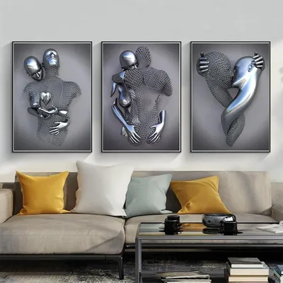 Productafbeelding van Abstracte Muurkunst - Canvas Schilderij - Woonkamer Decoratie - Abstracte Liefdesfiguren - 30x40CM - Meerkleurig
