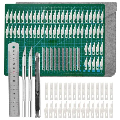 106-teiliges Schnitzmesser-Set mit 100 Klingen und Schneidematte