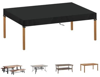 Produktbild von Abdeckplane Gartentisch 200x100x15cm Wetterfest 420D Oxford Schwarz