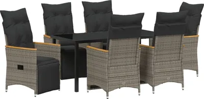Produktbild von "2025"Cloris 7-teiliges Garten-Dining-Set mit Kissen Grau Poly-Rattan - Gartenstühle 959781