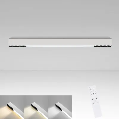 Image de ZMH Plafonnier LED Blanc 25W Lampe de salon 80CM Longue Moderne Dimmable avec télécommande Plafonnier pour salon cuisine chambre bureau
