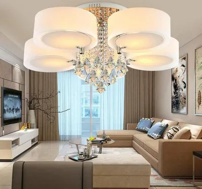 Obrázek produktu pro Moderní LED stropní světlo 5 hlav křišťálového lustru Stropní světlo s dálkovým ovládáním Obývací pokoj Ložnice E27