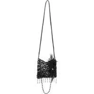 Image de Sac à main noir pour femme, orné de paillettes et de perles