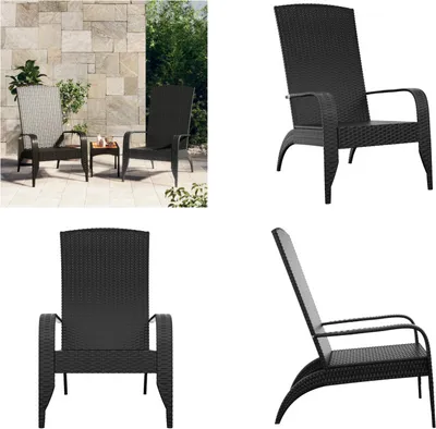 Image de vidaXL Chaise de jardin Adirondack Noir Poly Rotin - Chaise de jardin Adirondack - Chaises de jardin Adirondack - Transat - Bain de soleil