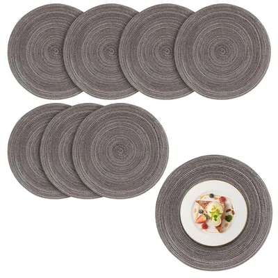 8er-Set runde Platzsets, Baumwolle, 38 cm, schwarz, rutschfest