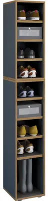 Image de Porte-chaussures en bois | Dimensions env. H. 183 x L. 30 x D. 33 cm | Commode de chaussures avec 9 compartiments | Armoire à chaussures - Salia 9fold W. 30 cm