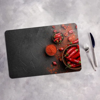 Produktbild von Tischset 6x45x30 cm + 6x10fi cm Platzset Tischmatte Platzmatte Untersetzer - Paprika Gemüse