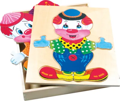 Produktbild von Ankleidepuzzle von Bino, Clown in Holzbox