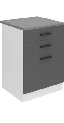 Produktbild von Belini Unterschrank Küche, Küchenunterschrank 60 cm Breite. SDSZ Küchenunterschrank mit Arbeitsplatte. Küchenschrank mit Schubladen, Silber matt