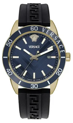 Produktbild von Versace VEYCA0224 Greca Urban blau gold schwarz Silikon Herren Uhr NEU