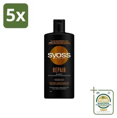 Obrázek produktu pro 5 x Šampon Syoss Repair – pro poškozené a lámavé vlasy – 440 ml – balení pro zásoby – 5 kusů