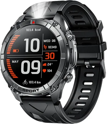 Produktbild von Motsfit Smartwatch Herren 1,52" mit Bluetooth Telefonfunktion, LED Taschenlampe, 100+ Sportmodi, Fitness Uhr IP68 wasserdicht