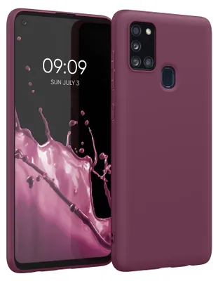Produktbild von kwmobile Handyhülle für Samsung Galaxy A21s Hülle - TPU Case - Kabelloses Laden - Schutzhülle Cover in Bordeaux Violett