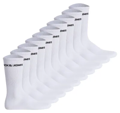 Produktbild von JACK&JONES Herren Tennissocken 10er Pack - JACBASIC LOGO TENNIS SOCK, One Size Weiß 40-46