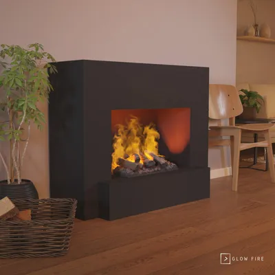 Produktbild von GLOW FIRE Elektrokamin 'Hauptmann' | Wasserdampf Kamin mit OMC 500 inkl. Holz in schwarz | HxBxT: 90x110x35 cm