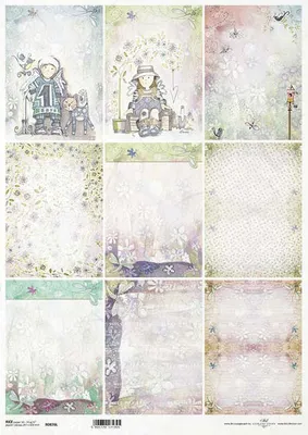 Zdjęcie produktu dla Papier ryżowy do decoupage A3 ITD-876L aniołki, dzieci, pastelowe tła