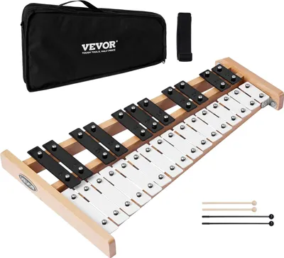Immagine prodotto di VEVOR glockenspiel, 27 note, strumento professionale a percussione xilofono, con tasti SPCC e tasti in metallo, inclusi 4 mazzuoli, borsa per il trasporto, strumento musicale per principianti, lezioni di musica