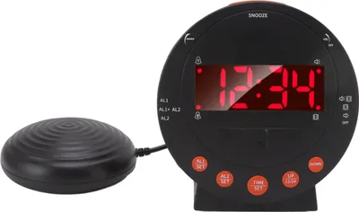 Image de LUCKDANO Réveil numérique vibrant �C Réveil extra fort pour les étudiants âgés ��C 110 décibels, Lumière rouge clignotante