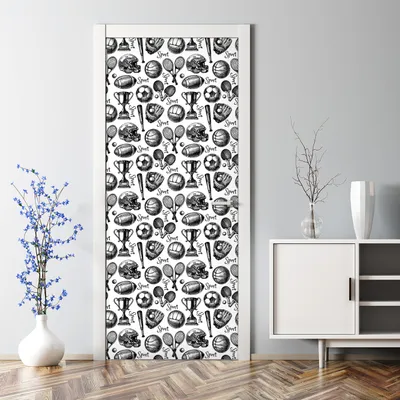Produktbild von Dekorative Türtapete selbstklebend Klebefolie Türposter Türaufkleber Pflanzenkonturen 70 x 200 cm