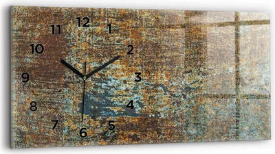 Produktbild von Wallfluent Wanduhr – Stilles Quarzuhrwerk - Uhr Dekoration Wohnzimmer Schlafzimmer Küche - Zifferblatt - schwarze Zeiger - 60x30 cm - Alte Metalltextur